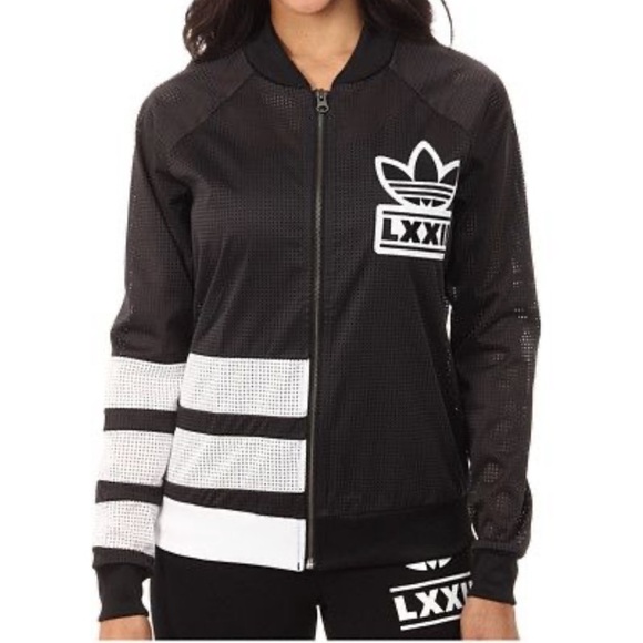 ADIDAS  BERLIN  LXXII 3 STRIPES LOGO MESH ZIP UP BLACK WHITE JACKET SZ M - Picture 2 of 9